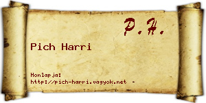 Pich Harri névjegykártya